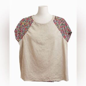 Natural Life Floral Sleeve Tee XL Boho Cottagecore Oversized Top
